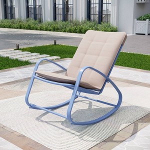 Outdoor Rocking Chair - Blue - Captiva Designs: Powder-Coated Steel Frame, Polyester Cushions, Water-Resistant - 1 of 4