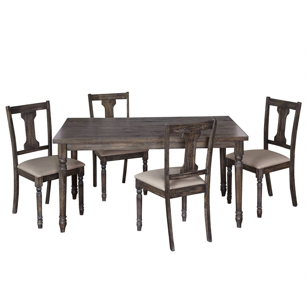 Photos - Dining Table 5pc Burntwood Dining Set Gray - Buylateral