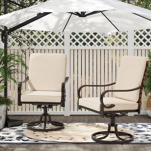 EROMMY Outdoor Dining Chairs Set Of 2, Heavy Duty Swivel Patio Chairs With Thickened Cushions, Metal Patio Chairs Gentle Rocker For Outside - 1 of 4