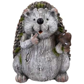 Northlight Hedgehog with Mushroom Outdoor Garden Statue - 8.5"