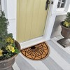 Evideco French Home Goods Half Round Coir and PVC Door Mat 24" x 16" - Modern Diamond Rosace Geometric Design for a Stylish Entryway - 3 of 4