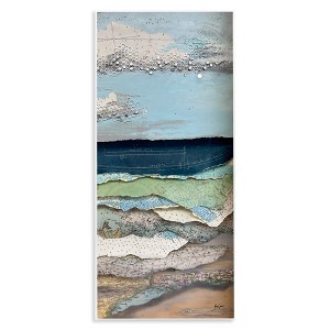 Stupell Industries Cloudy Beach Shore Landscape Layered Ephemera Collage Wall Plaque Art - 1 of 4