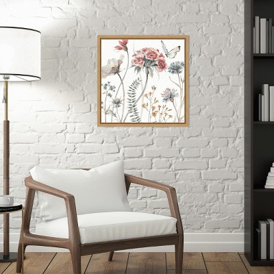 Lisa Audit Floral Watercolor Framed Canvas Wall Art 16" x 16"