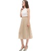 Women's High Waist Pleated A-Line Midi Skirt - Swing Flare Design Beige - 4 of 4