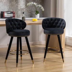 MOONMISS 2PCS 360 degrees Counter Height Bar Stools  for Kitchen Counter Solid Wood Legs with a fixed height - 1 of 4