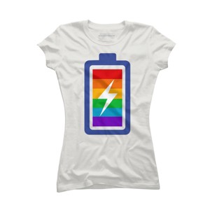 Adult Design By Humans Pride Charging Battery By PINHEAD66 T-Shirt - 1 of 2