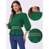 INSPIRE CHIC Women's 3/4 Sleeve Round Neck Smocked Waist Peplum Blouse - 2 of 4