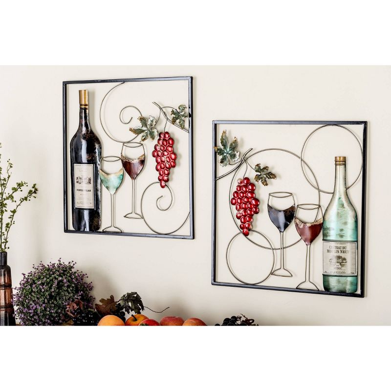 Set of 2 Metal Wine Wall Decors with Grapes Detailing - Olivia &#38; May, 2 of 6