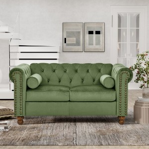Modern 2 Seater Couch, Classic Tufted Chesterfield Settee Sofa, Furniture Button Tufted Back Loveseat Sofa, 55x29x31.4 Inch(4.58*2.42*2.62ft) - 1 of 4
