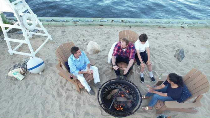 Endless Summer Round Wood Burning Outdoor Fire Pit with Lattice Design Brown, 2 of 5, play video