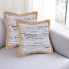 HomeRoots Set of Two 20" Aqua Ivory And Natural Striped Cotton And Jute Throw Pillows with Texture - 2 of 4