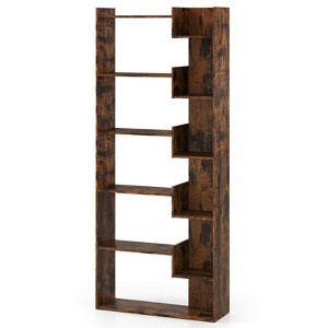 Costway 1/2 PCS 6-tier Bookshelf Tall Display Shelf with 11 Open Shelves 2 Anti-tipping Kits Black/Natural/White - 1 of 4