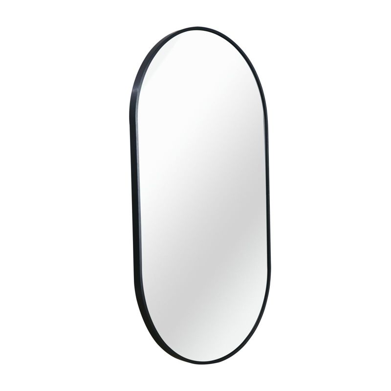 Serio 20"x 28" Modern Oval/Pill Shaped Wall Mount Mirror,Horizontal/Vertical Hanging Aluminum Alloy Frame Mirror-The Pop Home, 5 of 7