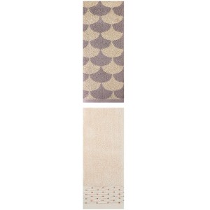 REGALWOVEN Cotton Geometric Absorbent Soft Decorative Hand Towel for Bathroom Hand Face Gym Spa 14" x 30"/13" x 29" 2 Pcs - 1 of 4