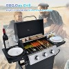 ELJGET 3 Burner BBQ Propane Gas Grill, Stainless Steel 25650 BTU Patio Garden Barbecue Grill with Thermometer, Black - 3 of 4