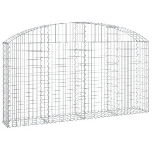 vidaXL Gabion Basket Silver Galvanized iron 78.7x11.8x47.2 in - 78.7" x 11.8" x 39.4"/47.2" - 1 of 4