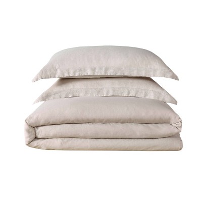 King Size Natural Linen Duvet Cover Set with Shams