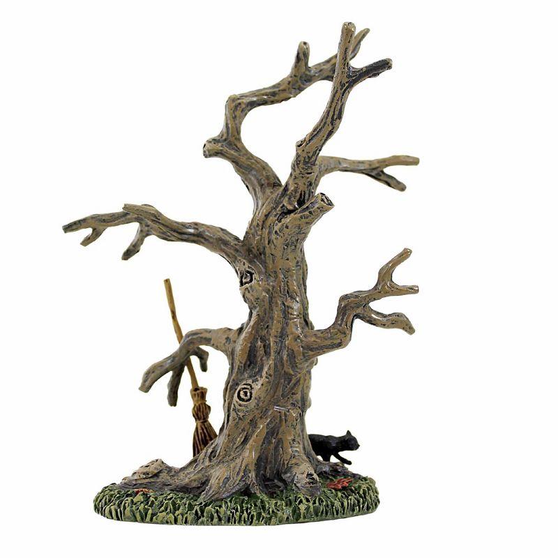 Department 56 Villages 7.25 In Scary Witch Tree Halloween Black Cat Broom Village Accessories, 3 of 4