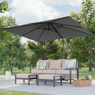 Sonkuki 10X8FT Outdoor Patio Cantilever Umbrella With Canopy, 360°Rotation Offset Umbrella