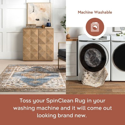 Blue Medallion Easy-Care Ultra Thin Synthetic Area Rug, 4' x 6'