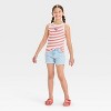 Girls' American Flag Striped Graphic Tank Top - art class™ Red/Off-White - 4 of 4