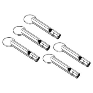 Unique Bargains Aluminum Alloy Camping Hunting Outdoor Survival Signal Whistles with Keychains 5 Pcs - 1 of 4
