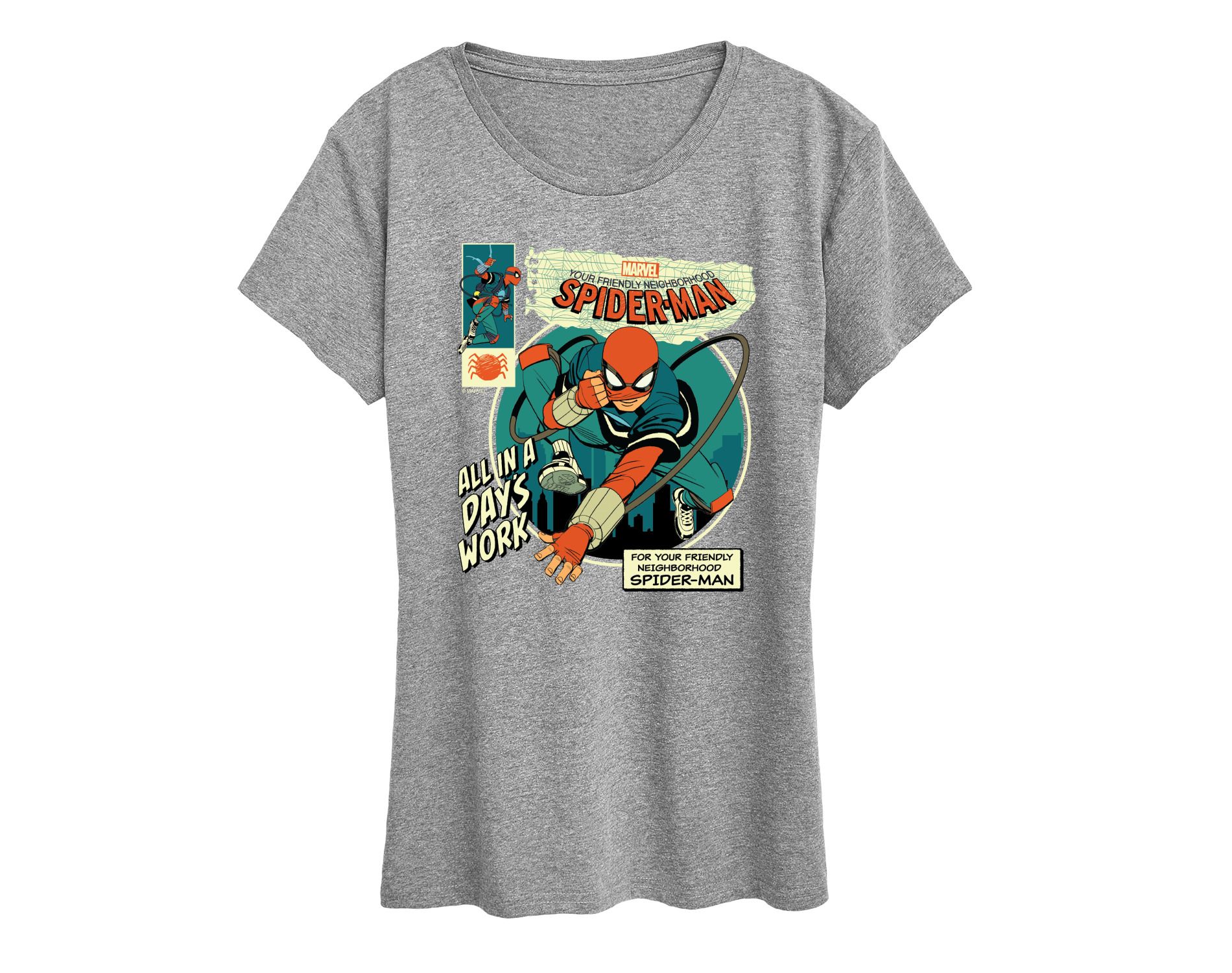 Women's Spider-Man All in a Day's Work Short Sleeve Graphic T-Shirt - Heather Grey - 3X