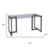 HomeRoots 55" Gray And Black Glass And Metal Sled Base Dining Table - 3 of 4