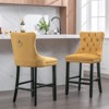 TIRAMISUBEST Button Tufted Upholstered Bar Chairs Set of 2, Velvet Bar Stools with Wood Footrest & Chrome Nailhead Trim - 2 of 4