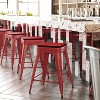 Flash Furniture Kai Commercial Grade 24" High Backless Metal Indoor-Outdoor Counter Height Stool with Poly Resin Wood Seat - 2 of 4