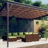 vidaXL Garden Lounge Set Brown with green cushions - 2 of 4