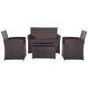 4 Piece Patio Conversation Set with Loveseat, Chairs and Table, Outdoor Seating Set with Removable Washable Cushions for Garden or Deck-Maison Boucle - 3 of 4
