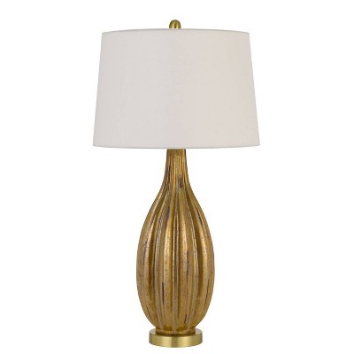 31" Morlaix Aged Glass Table Lamp with Taper Drum Shade Gold - Cal Lighting