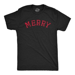 Mens Merry T Shirt Funny Cute Xmas Spirit Cheer Lovers Tee For Guys - Crazy Dog Men's T Shirt - 1 of 4