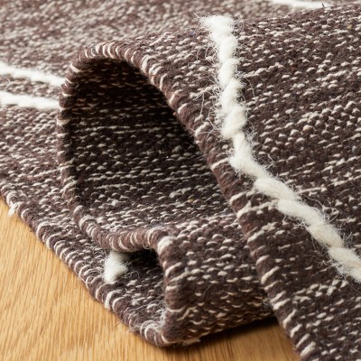 Brown and Ivory Wool Flat Woven Tribal Area Rug