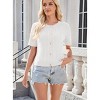 Women's Short Sleeve Knit Cardigan Classic-Fit Ribbed Button Up Sweater - 3 of 4