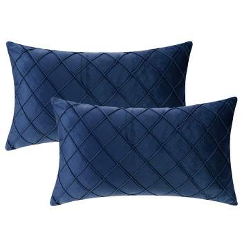 Unique Bargains Velvet Solid Geometric Textured Pillow Covers 2 Pcs
