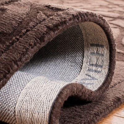 Handmade Brown Wool Tufted Runner Rug, 27" x 12"