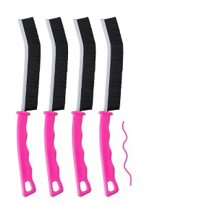 Aoibox 4-Piece Hard Bristle Crevice Cleaning Brush Set, Multifunctional Gap Cleaner for Kitchen, Bathroom, Windows, Tiles, Faucets, Pink - 1 of 4