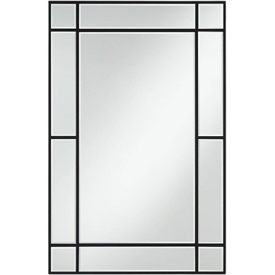 Noble Park Barrett Rectangular Vanity Wall Mirror Modern Beveled Matte Black Wood Frame 26" Wide for Bathroom Bedroom Living Room Home Entryway House