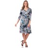 Rekucci Women's Slimming 3/4 Sleeve Fit and Flare Crossover Tummy Control Dress - 4 of 4