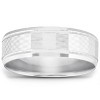 Pompeii3 Mens Hand Carved Satin 6mm Wedding Band Available in White Yellow or Rose Gold - 2 of 4