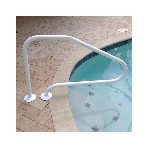 Saftron 48"x32" 4 Bend Figure 4 Metal InGround Pool Return to Deck Rail, White - 1 of 4