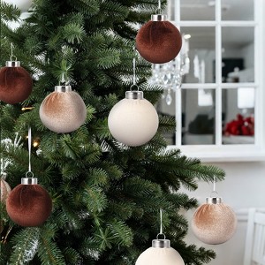 25pcs 6cm Christmas Ball Ornament Set - Velvet Christmas Ornaments, Christmas Tree Decorations, Holiday Ornament Set, Festive Tree Ornaments - 1 of 4
