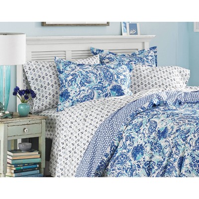 Brooke Twin Blue Cotton Reversible Comforter Set