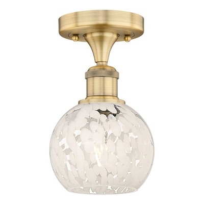 White Mouchette - 1 Light Semi-Flush Mount In Modern Style-8.13 Inches Tall and 6 Inches Wide