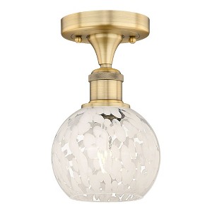 White Mouchette - 1 Light Semi-Flush Mount In Modern Style-8.13 Inches Tall and 6 Inches Wide - 1 of 1