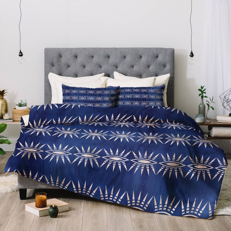 Full/Queen Schatzi Brown Geo Mila Eye Stripe Comforter Set Brown/Blue - Deny Designs, 4 of 8