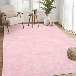 Washable rug. Modern solid-color, non-slip. Non-shedding, low-pile, foldable. Contemporary minimalist. For living/dining/bedrooms - 1 of 4
