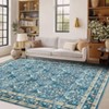 Coolmee Washable Rug for Hallway Kitchen Non Slip  for Bathroom Laundry Room Entryway Bedroom Soft Boho Floral Carpet Low Pile ThinBlue - 2 of 4